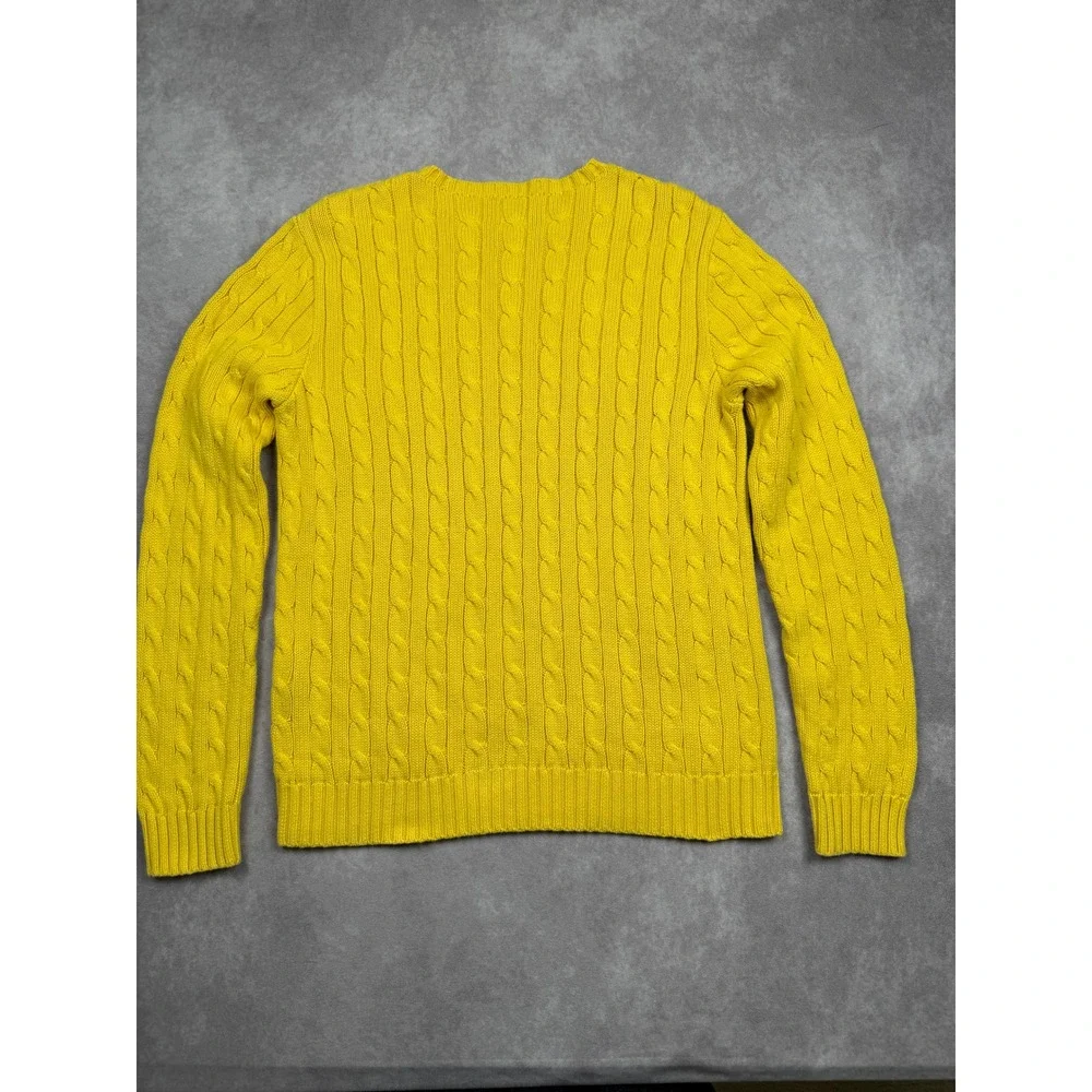 Polo Ralph Lauren Mens S* Yellow Cable Knit Crewneck Sweater Pony Logo Classic